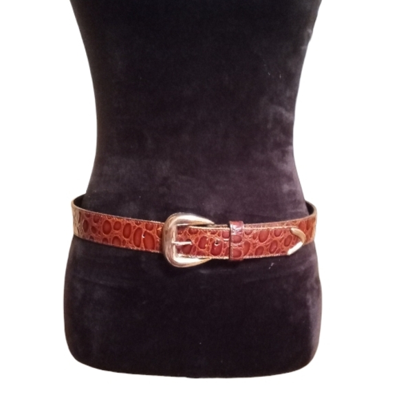 Omega Accessories - Omega Vintage 80's USA Made Brown Leather Crocodile Pattern Belt Size Large!